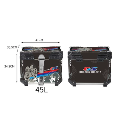 Battery Electric Vehicle Trunk — Motorcycle trunk - 45l-quick-release-lock-sticker-single-ride-through-black