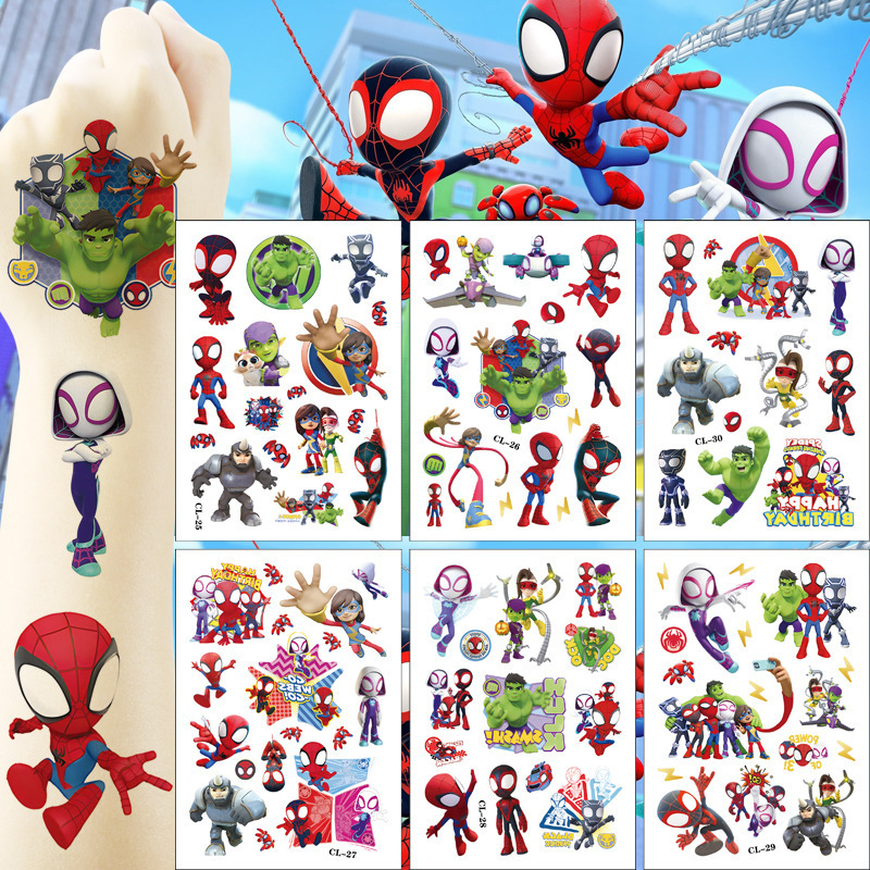 Cross-Border Children's Cartoon Spider-Man and His Magical Friends Tattoo Stickers Disposable Tattoo Water Transfer Stickers Cross-Border Children's Cartoon Spider-Man and His Magical Friends Tattoo Stickers Disposable Tattoo Water Transfer Stickers