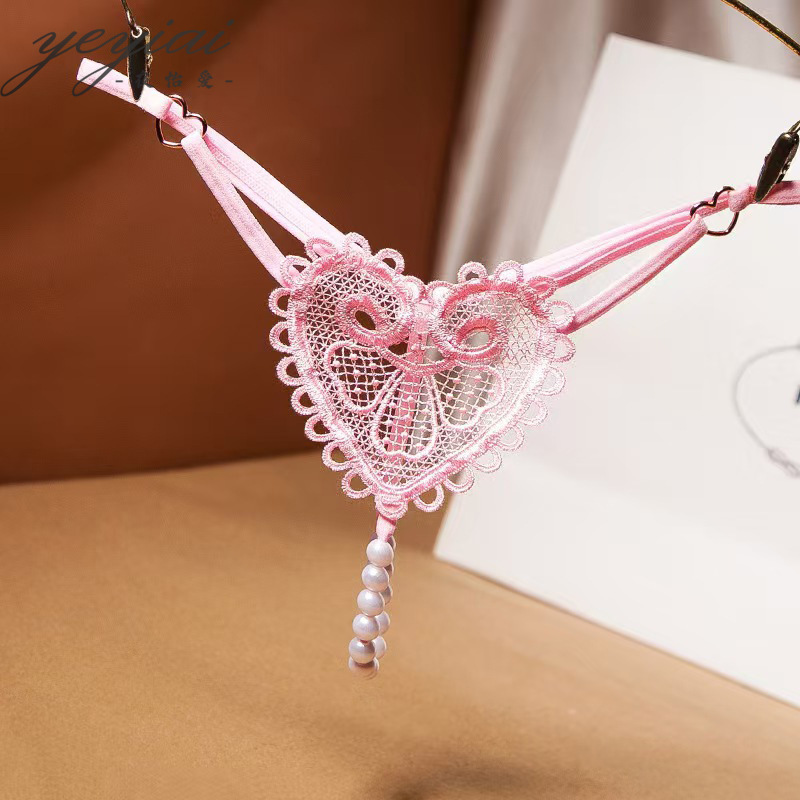 Tempting Boyfriend's Sexy Underwear, See-Through Low-Waist Women's Thong, Vacuum Erotic Pearl Massage, Passion-Free No-Take-Off Design