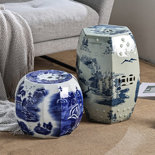 Old pottery mud original mineral mud high temperature ceramic drum stool landscape pattern Jingdezhen ceramic porcelain Pier embroidered Pier drum stool wholesale