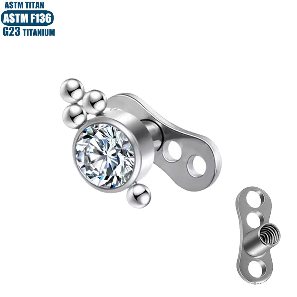 Pointed labret stud close-up product detail