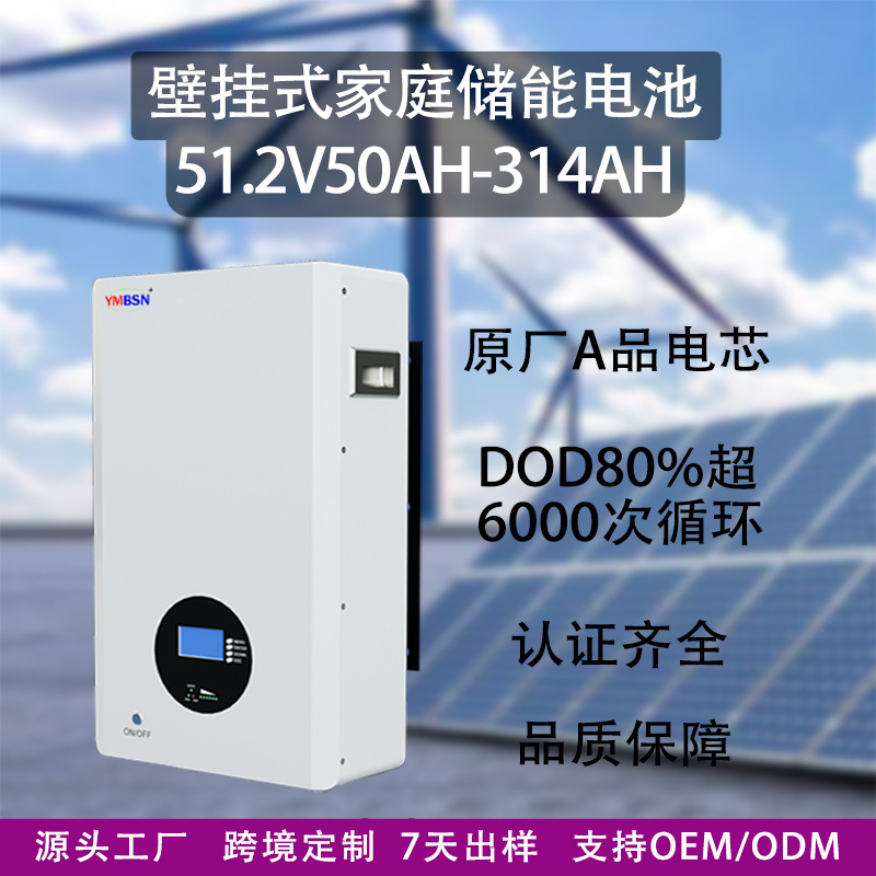 51.2V100AH家庭储能电池太阳能光伏板5120WH商业储能电池UPS不间