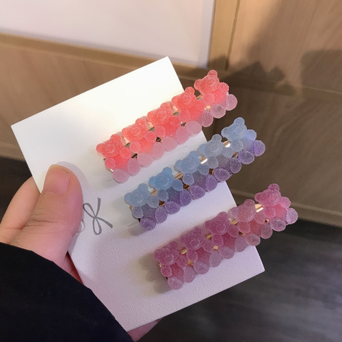 Juice Gummy Gradient Bear Hairpin~New Cartoon Cute Girl Side Clip Sweet Bangs Hairpin Hair Accessories for Women