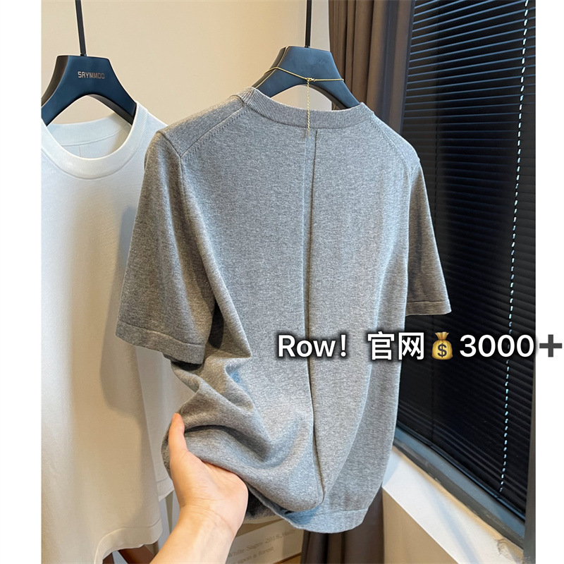 Nordic Simple Style Foundation Solid Color Rear Mid-seam Round Neck Slim-fit Short-sleeved Sweater Base-layer Shirt T-shirt Women's G022713