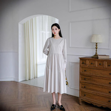 春上新【CH】意法设计感宽松简约小众法式优雅风竹纤维长袖连衣裙