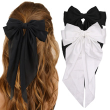 外贸跨境亚马逊大号蝴蝶结发夹飘带头饰后脑勺超仙气质弹簧夹发饰