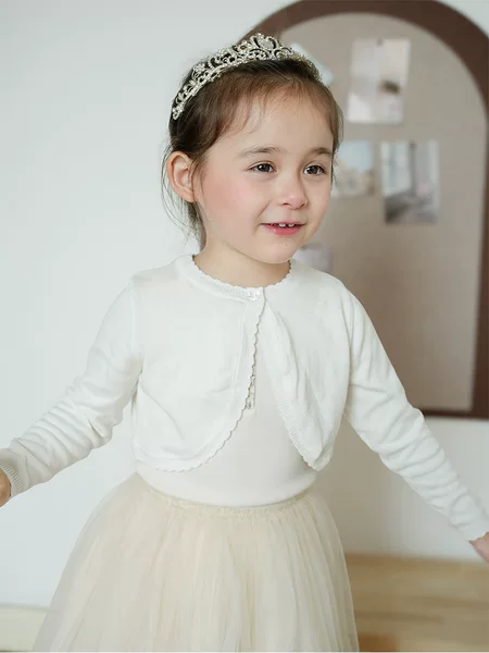 Xiyin Cross-Border Korean-Style Round-Neck Jacket for Older Children, Sweater, Shawl, Air-Conditioning Cardigan, Thin Summer Knit Cardigan for Girls