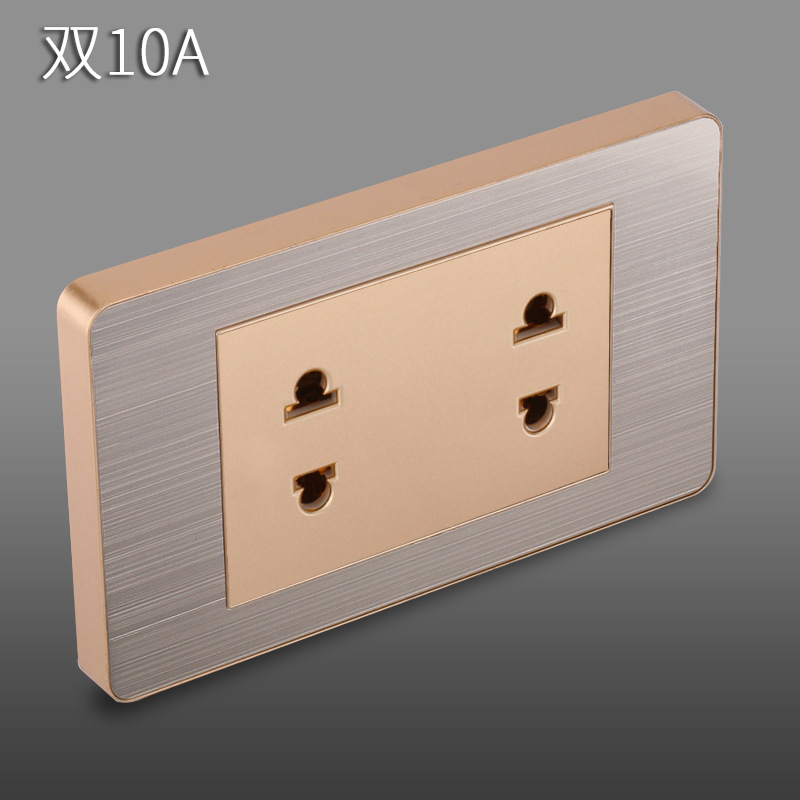 Panel de enchufe de metal estándar estadounidense de acero inoxidable dibujado oro tres agujeros Taiwan conmutador USB suministro directo de fabricantes de enchufes