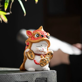 新中式招财猫陶瓷摆件创意店铺收银台可爱发财猫乔迁新居开业礼品