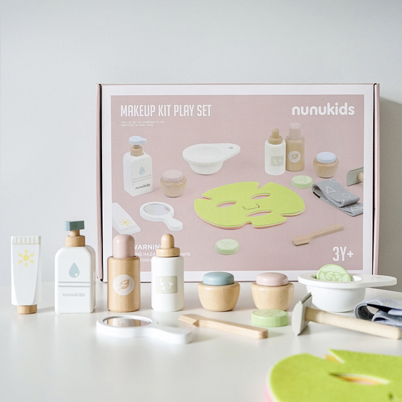 Nunukids pequeña niña casa simulación horneado té de leche juguetes de cocina para niños simulación maquillaje máscara facial set