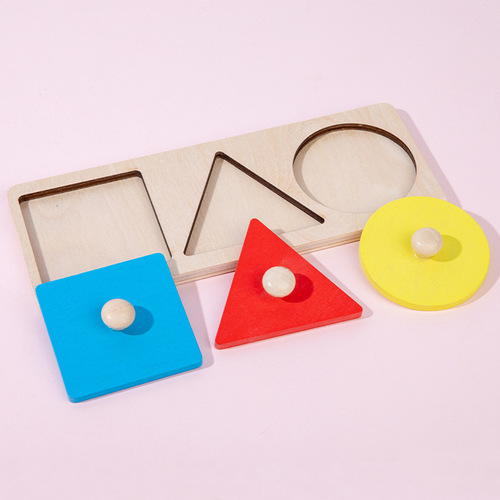 Montessori Early Education Grab and Match Puzzles for Toddlers, Baby Shape Matching Blocks for 1-2.5-Year-Olds, Intellectual Development Toy