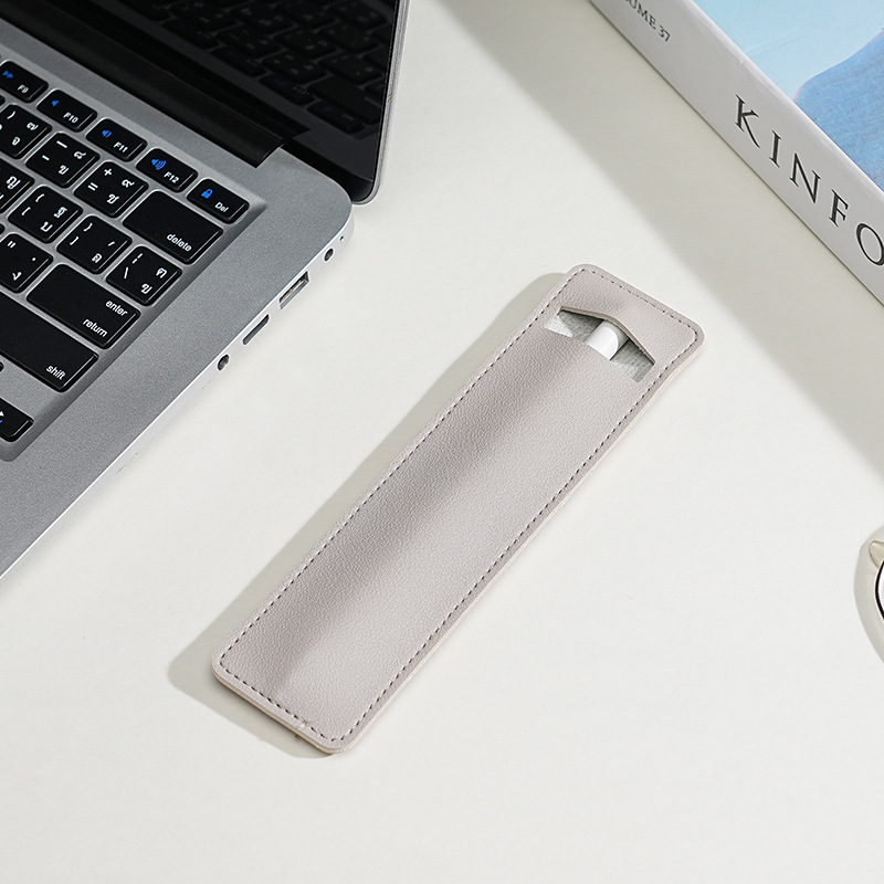 Fábrica directa PU simple estilo de aprendizaje de cuero bolsas de pluma de cuero de color sólido cubierta de lápiz de escritura puede imprimir logotipo