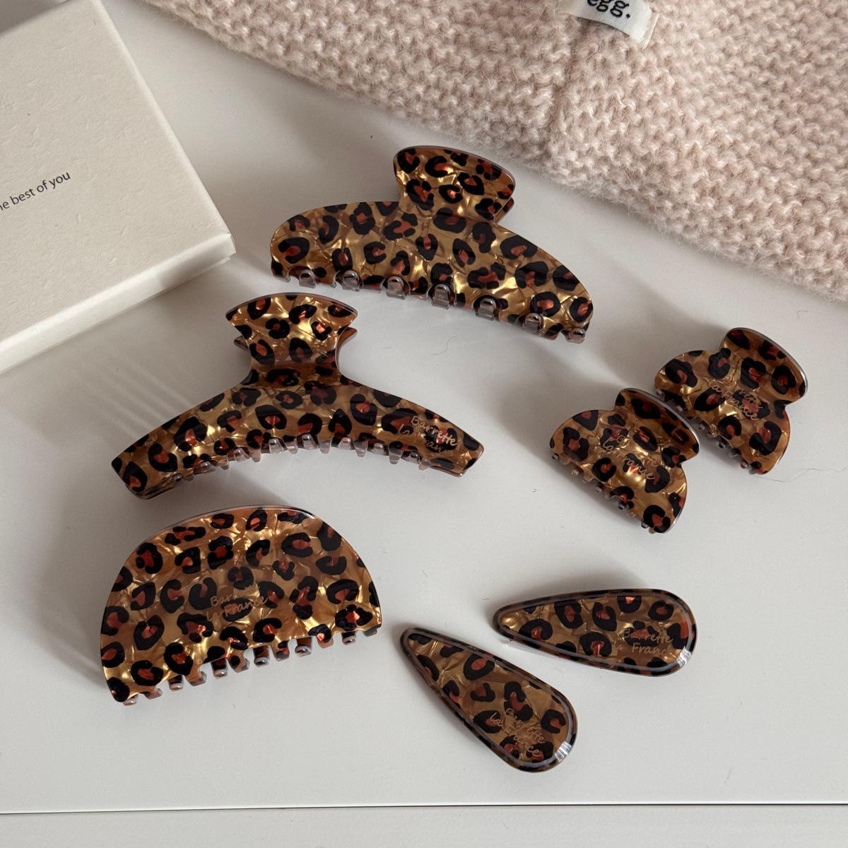 Leopardo acético clip de agarre de alta sensación de cabeza de mujer mitad de cabello pequeño clip de agarre clip de tiburón clip de cabello de lujo ligero accesorios para el cabello