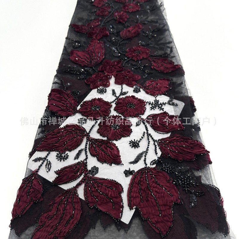Tubo de cuentas con tela de flor de encaje fresco y hermoso vestido de novia de alta calidad cena falda de baile vestido tela