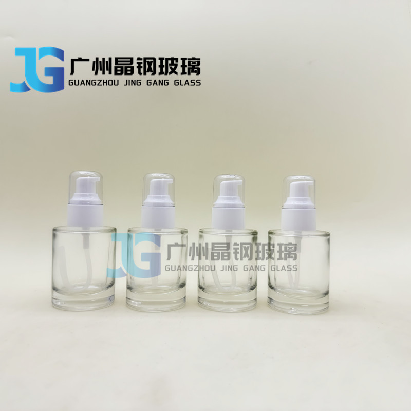 现货新款50ml乳液玻璃瓶直圆瓶厚底瓶精华液瓶化妆品瓶分装瓶包材