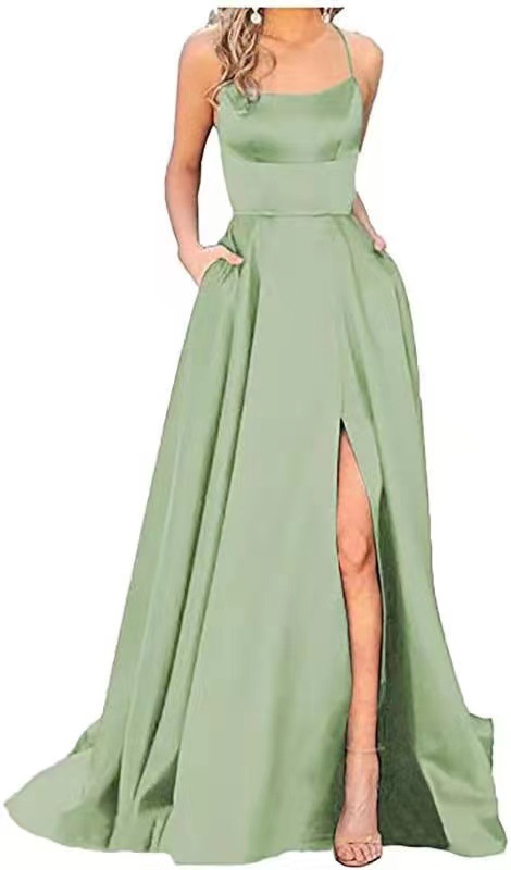 Slit Dress Fashion U Neck Patchwork Sleeveless Solid Color Maxi Long Dress Daily display picture 4