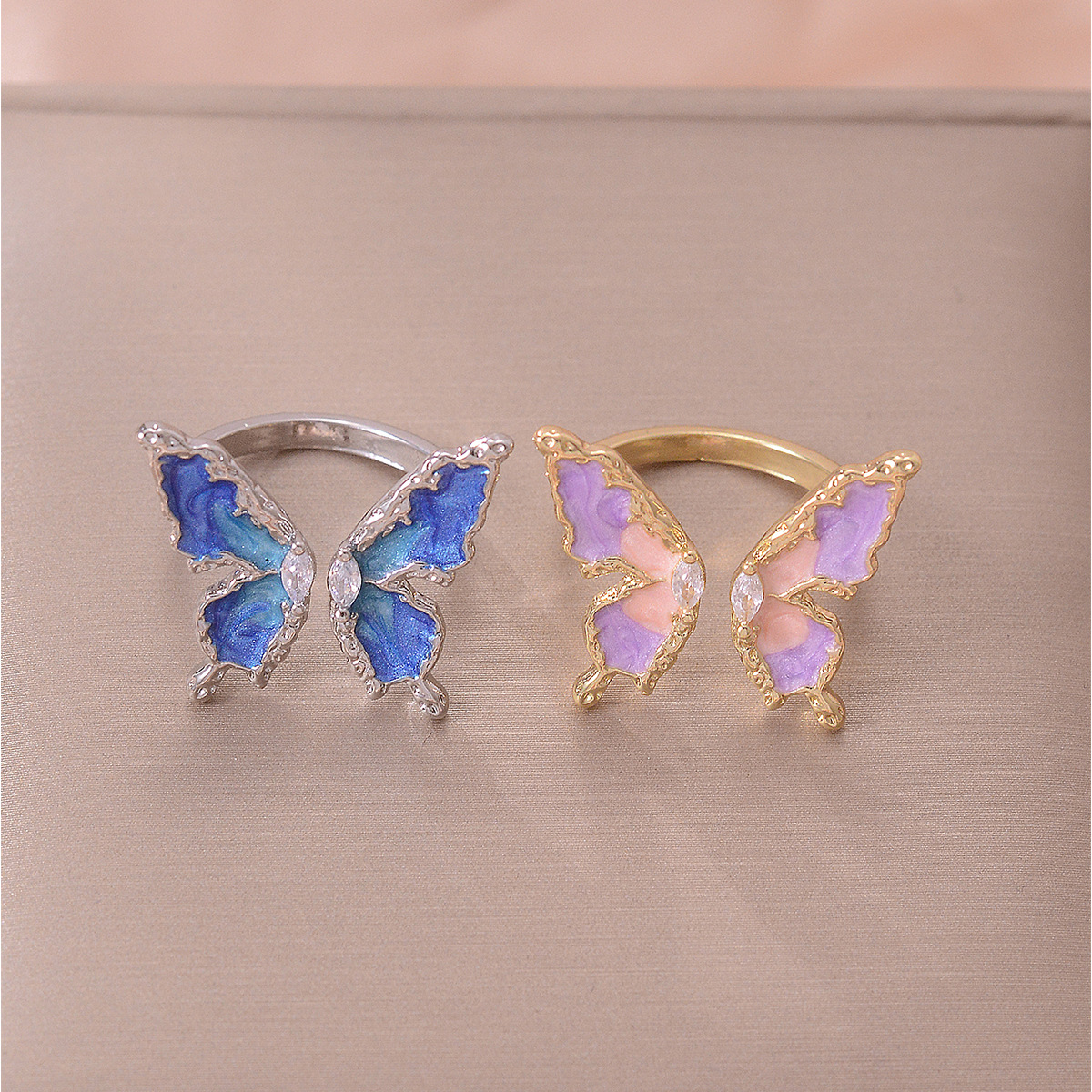 copper shiny elegant fashionable one size ring with zircon