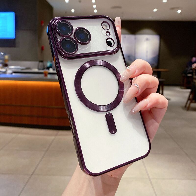 适用iPhone17PROMAX手机壳透明电镀磁吸苹果16全包镜头防摔保护套|undefined