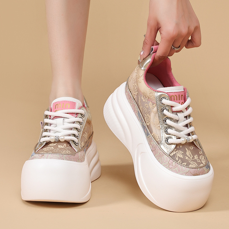 厚底增高低帮潮流帆布鞋女2025春季新款小白鞋百搭学生运动休闲鞋