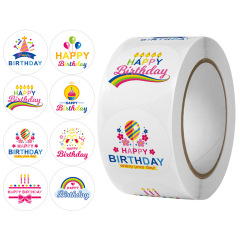 Happy Birthday Cake Party Sticker Creative Cartoon Decoration Holiday Gift Gift Sticker Roll Sealing Sticker