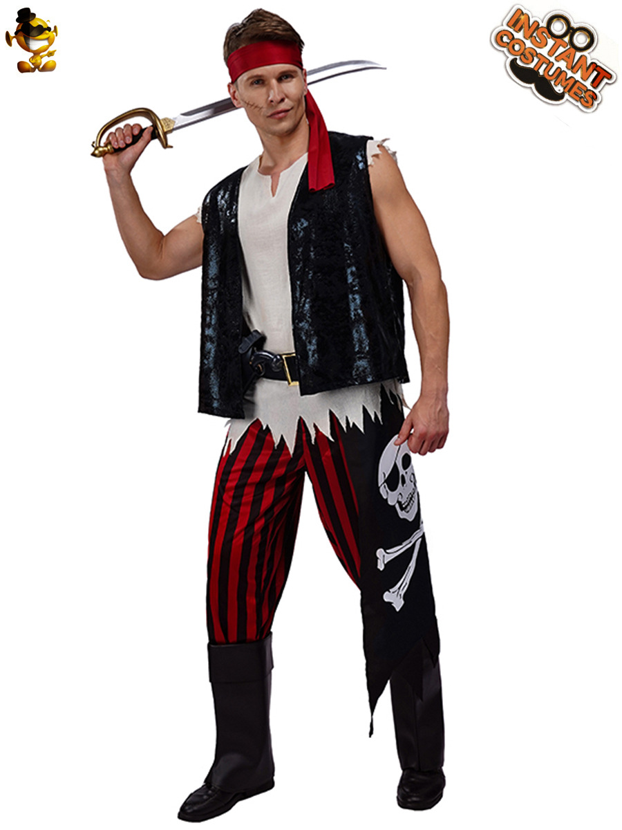 Traje de pirata de hombre grande de Halloween, ropa de fiesta de cosplay, traje de escenario, mascarada transfronteriza