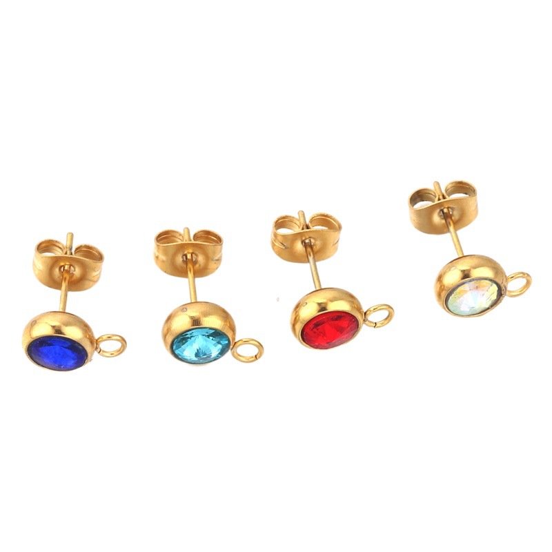 Pendientes de acero inoxidable accesorios de 7mm cuentas redondas con pendientes de anillo cabeza redonda PIN de oreja con apertura colgante accesorios de pendientes de DIY