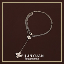 轻奢个性贝壳四叶草流苏项链女百搭高级感简约气质精致复古锁骨链