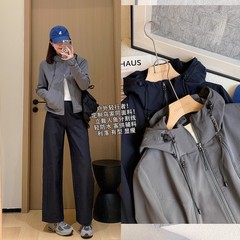 ER924鸟家同面料夹克！轻防泼水立裁人鱼分割线连帽外套
