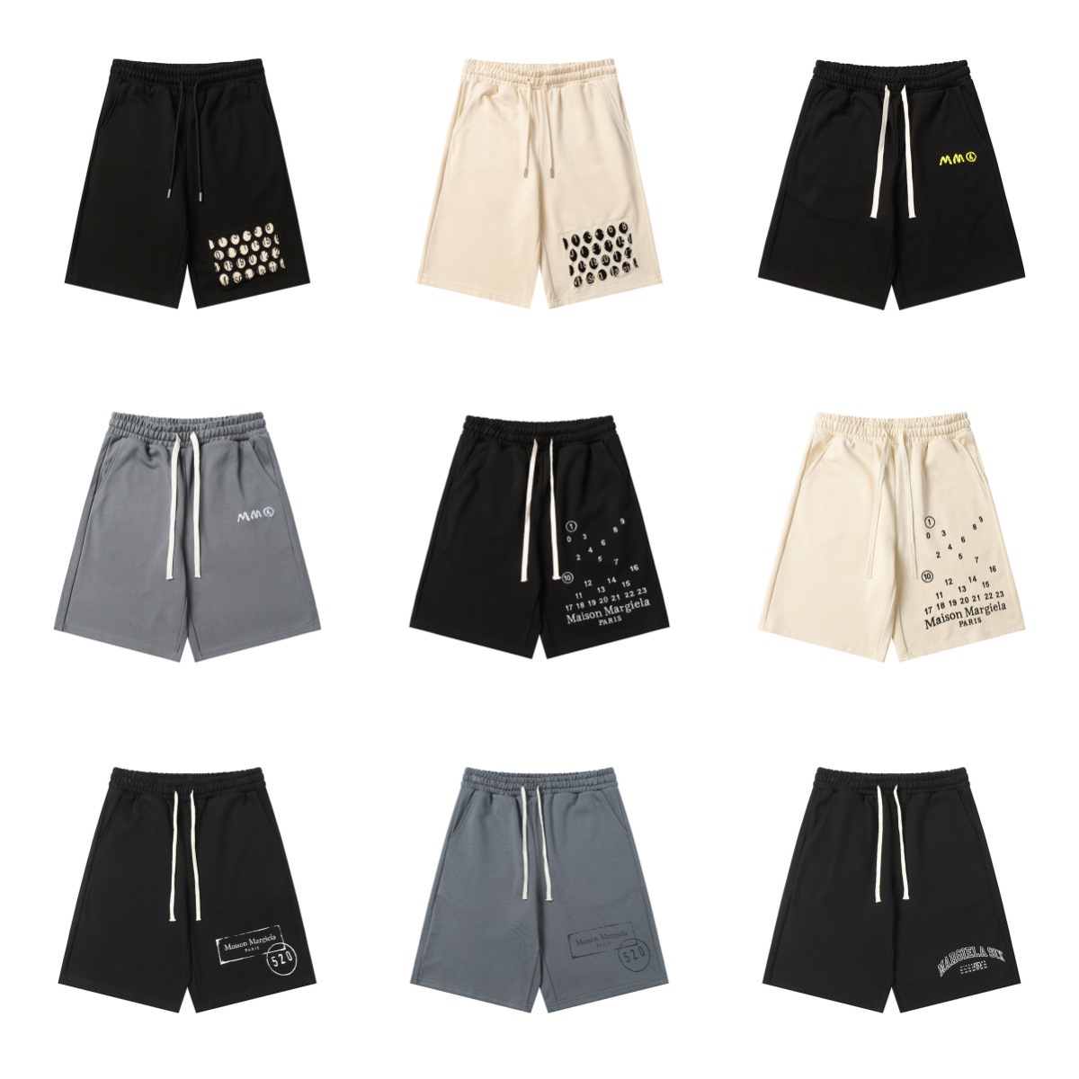 Cross-border trendy brand summer pure cotton digital print loose drawstring shorts