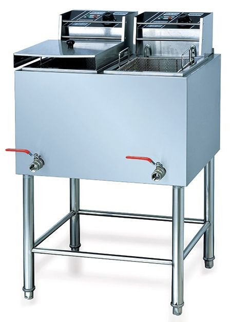 立式双缸双筛电炸炉薯条鸡翅油炸锅商用厨房用品炸炉创业小吃设备