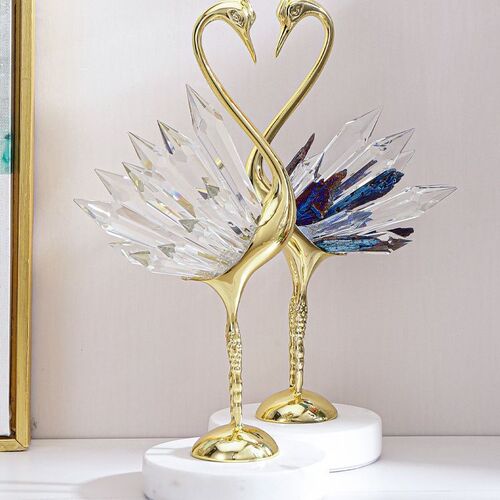 Swan Creative Shelf Decor for Couples, Home Living Room, Light Luxury Desk Accessory, Crystal High-End Bedroom Entrance Modern Wine