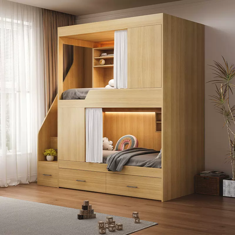 实木太空舱上下床小户型家庭用青旅民宿高低两层床酒店全包公寓床