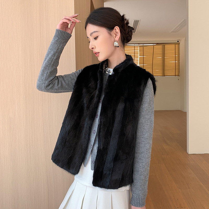 2026 Winter Fashion New Chinese Style Mink Fur Vest Double-Sided Autumn and Winter Vest Mink Fur Jacket for Women 2026 Winter Fashion New Chinese Style Mink Fur Vest Double-Sided Autumn and Winter Vest Mink Fur Jacket for Women