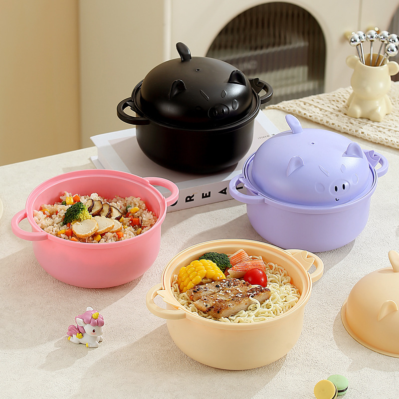 Factory direct cartoon instant noodle bowl student large PP ramen bowl cute children's tableware suit soup six-piece set