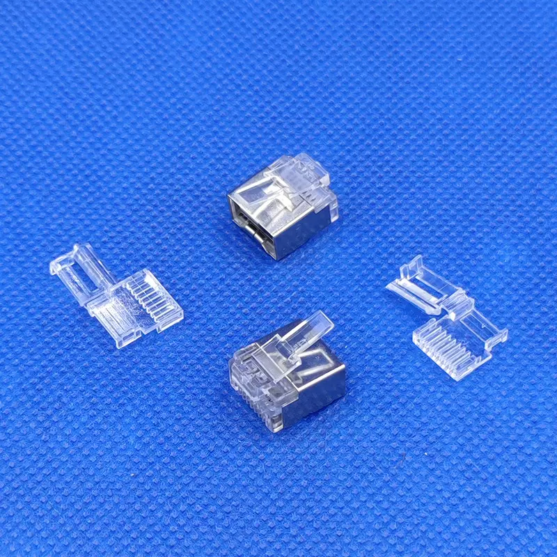 8芯短体单排折叠两件式水晶头FU 0.55和0.62孔径 RJ45 8P8C水晶头