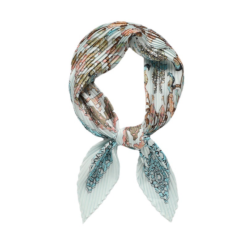 New Animal Scarf Women's Square Scarf Pleated Diamond Scarf Simulation Silk Scarf Spring and Autumn Decorative Scarf_voghion.com