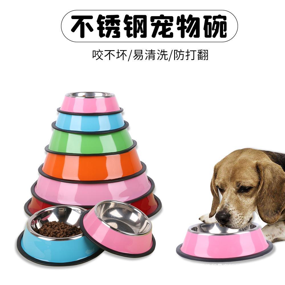Large dog basin dog bowl stainless steel anti-knock cat bowl food…