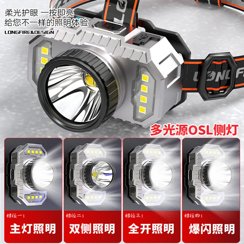 Wholesale running lamp headlamp household night fishing strong light camping lamp emergency lamp outdoor USB rechargeable headlamp power display