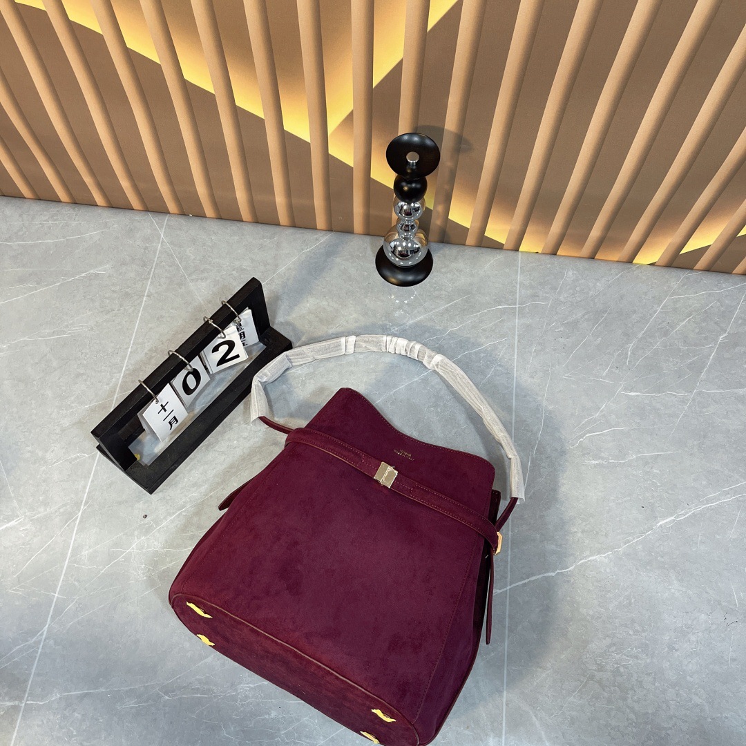 2025 New Toteme Genuine Leather Minimalist Bucket Bag For Women, Swedish Niche Design Shoulder Bag, Versatile Commuter Crossbody Bag - Thumbnail 7