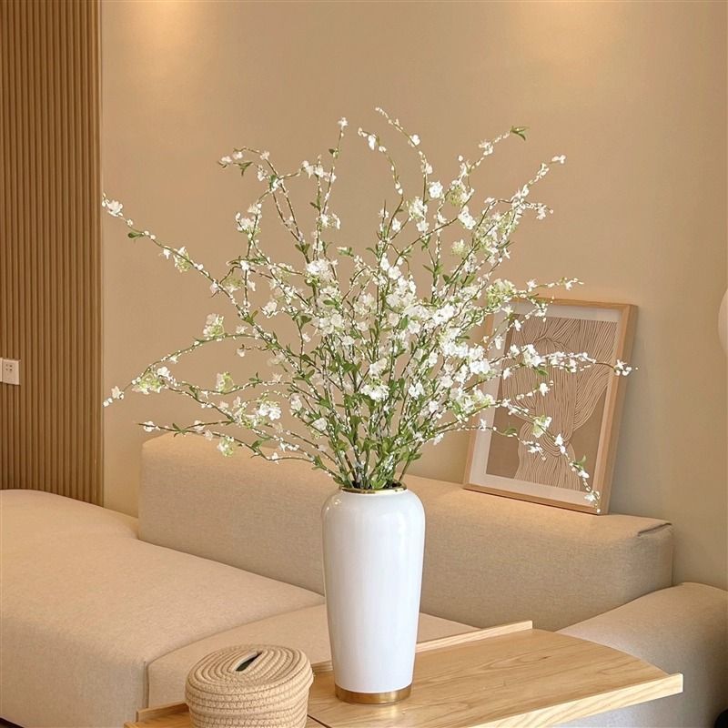 雪柳仿真花摆件客厅轻奢假花样板间高档树枝玄关花艺椿柳绿植枝条
