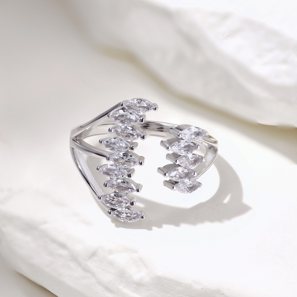 6g Weight Zircon Inlay Material Rings Classification 5, 9, Adjustable Ring Size 1 Piece Quantity Holiday, Daily Occasion 925 Sterling Silver Material Geometric Pattern Women's Gender Plating, Inlay Design Basic, Modern Style, Classic Style Style 925 Sterling Silver Zircon Geometric Rings 13