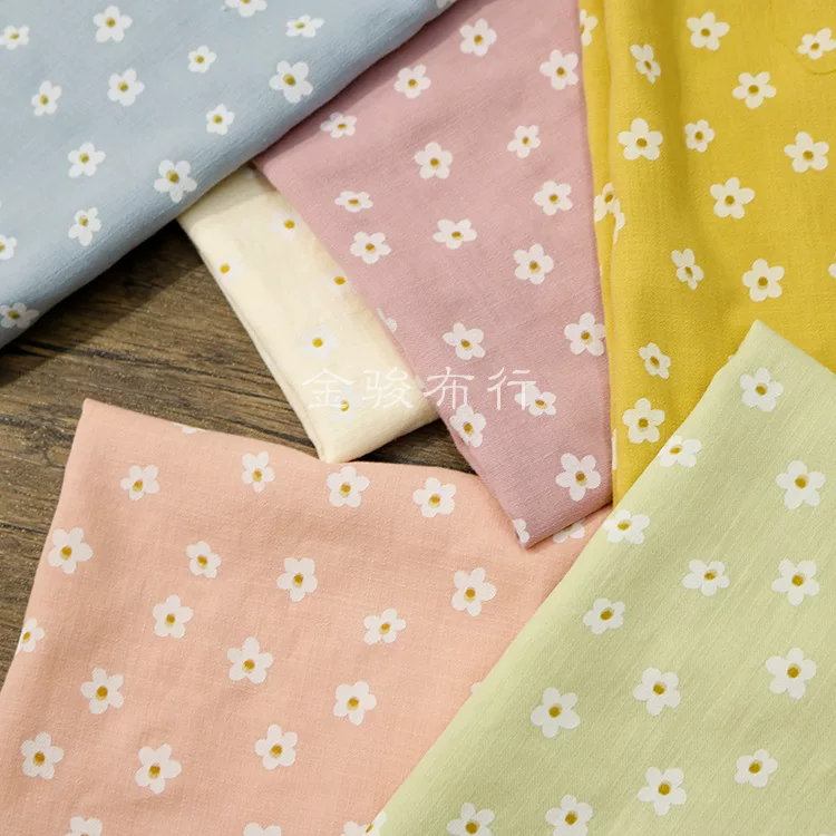 Французский ромашковый маленький floral резиновая печать ткань пасторальная женская одежда платье хлопок без принта