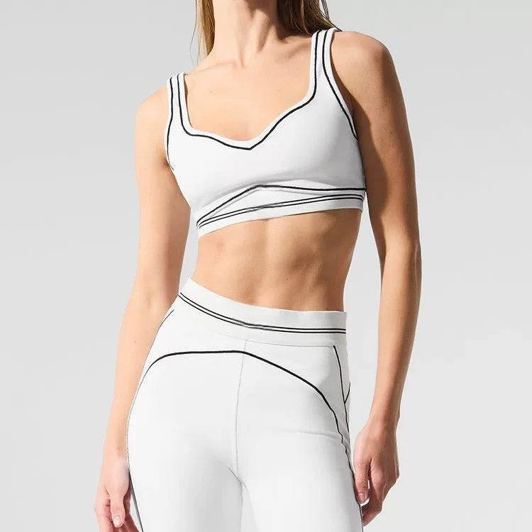 Одежда для йоги, комплект, брюки для спортзала, жилет, европейский стиль, высокая талия