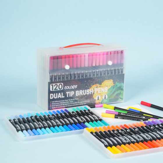 Amazon cross-border explosions water-based double-headed watercolor pen suit color Gou line pen painting soft pen factory outlet