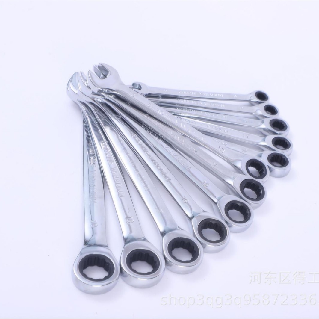 Llave de trinquete rápida de grado industrial, acero puro forjado, antioxidante, galvanizado, brillante, llave de doble propósito de 72 dientes, acero al cromo vanadio