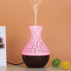七色灯木目割れ超音波花瓶アロママシン透かし彫りデスクトップスタンド噴霧器加湿器