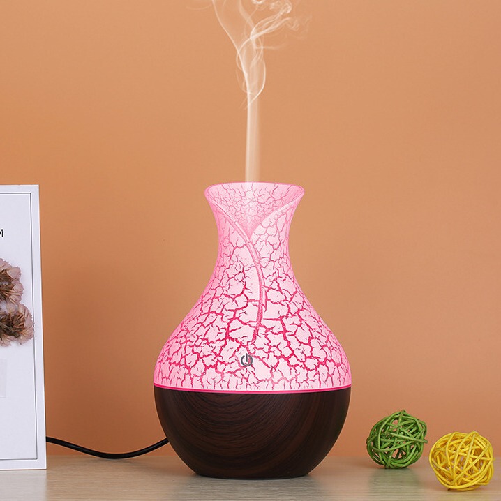 Colorful lights wood grain crack ultrasonic vase aromatherapy machine hollow desktop lamp atomizer humidifier Colorful lights wood grain crack ultrasonic vase aromatherapy machine hollow desktop lamp atomizer humidifier