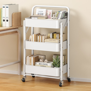 Trolley Floor-Standing Storage Rack Home Living Room Snack Storage Rack Iron Bookshelf Desk Reading Rack School Bag Rack