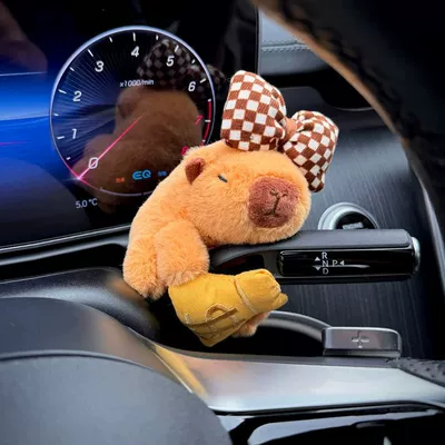 pad, capybara cute car: Sürətlər qutusu və əl tormozu başlıqları - brown-plaid-money-bag-wallet-style