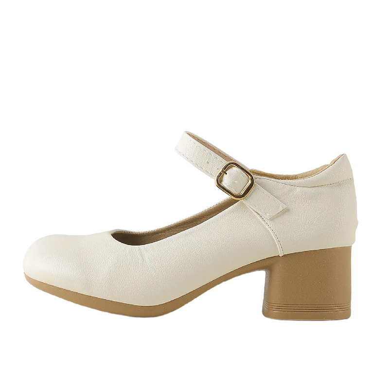 2026 estilo de verano minimalista estilo de palabra hebilla Maxin Lizhen zapatos retro cabeza redonda de mujer un solo talón grueso y poco profundo zapatos